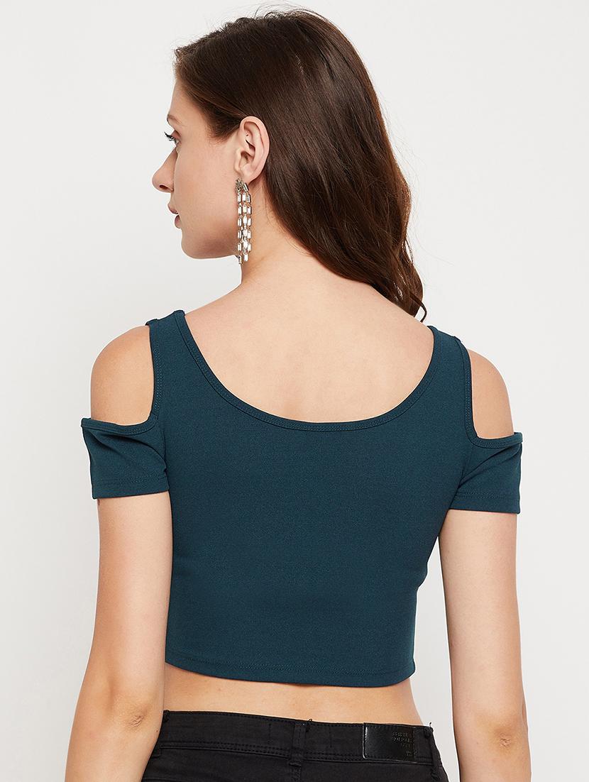 women's crop v neck top - 18402546 - Standard Image - 2