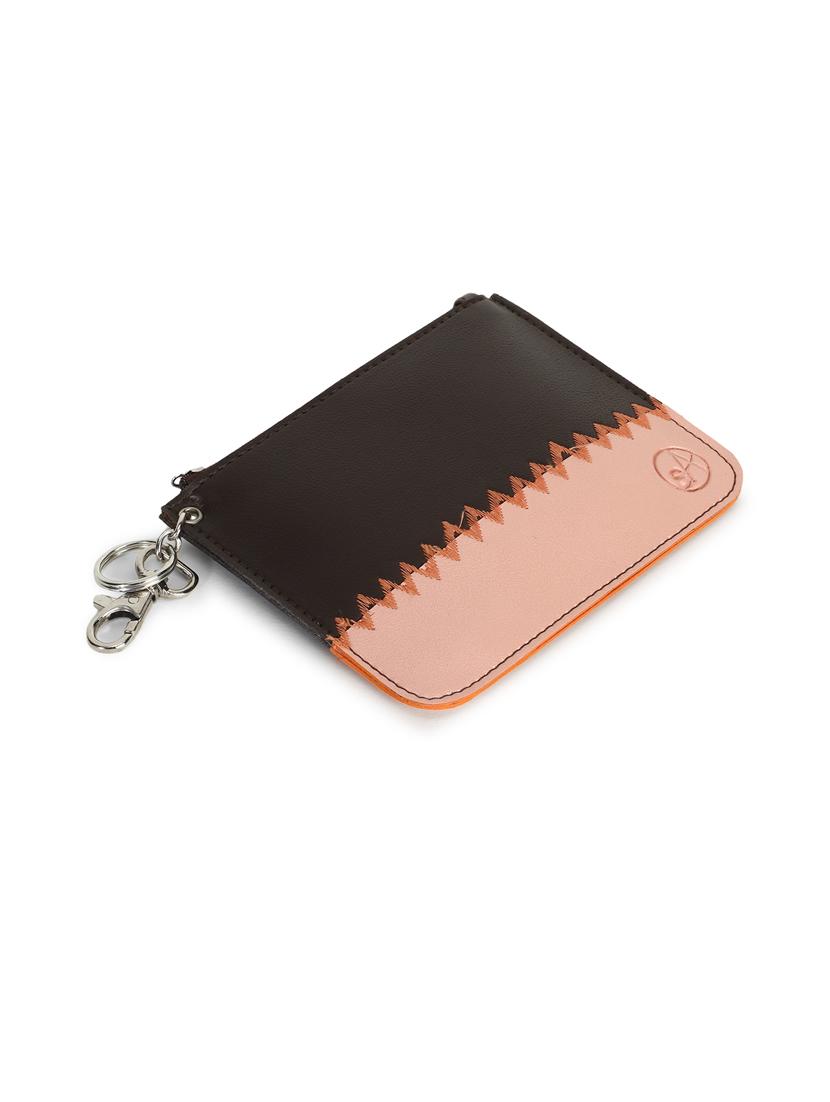 brown color block regular pouch - 18434365 - Standard Image - 6