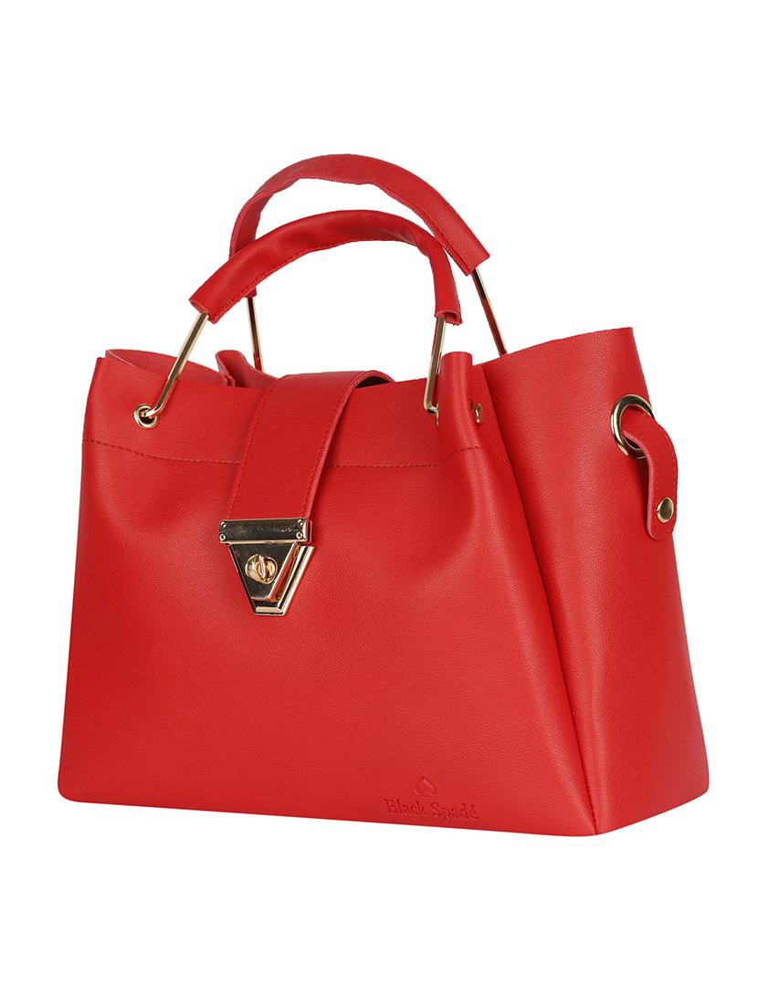 red solid regular handbag with sling bag - 18444816 - Standard Image - 3