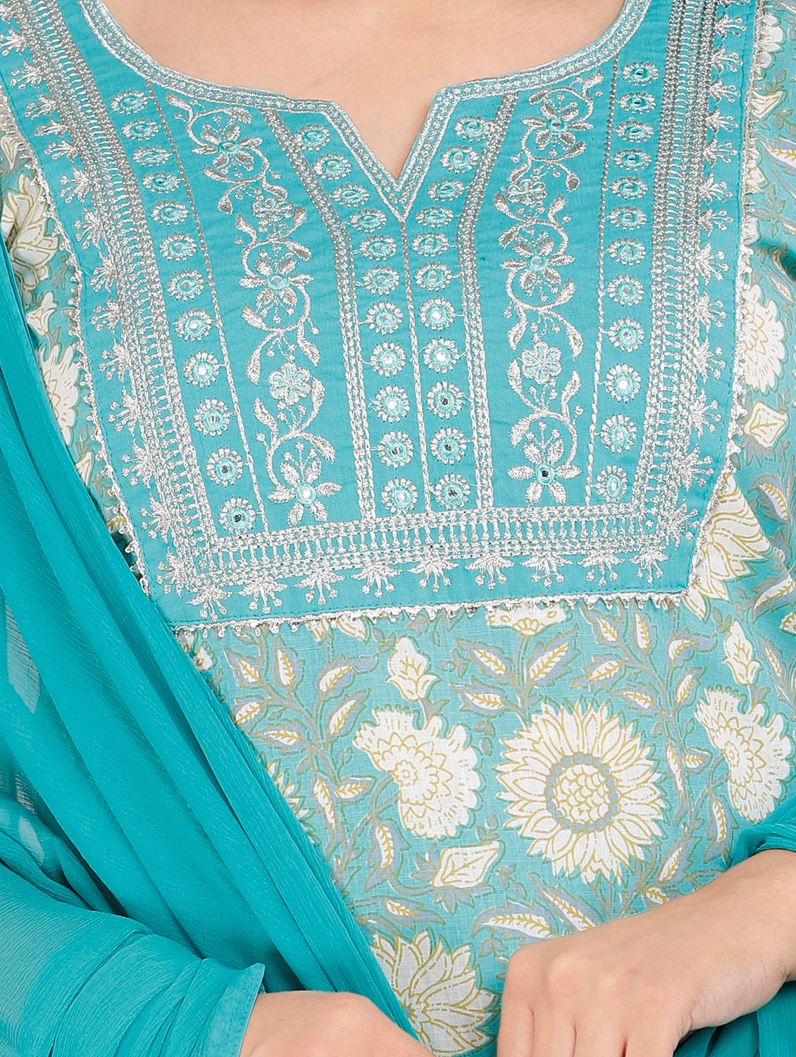 floral printed kurta pant set with dupatta - 18445364 - Standard Image - 4