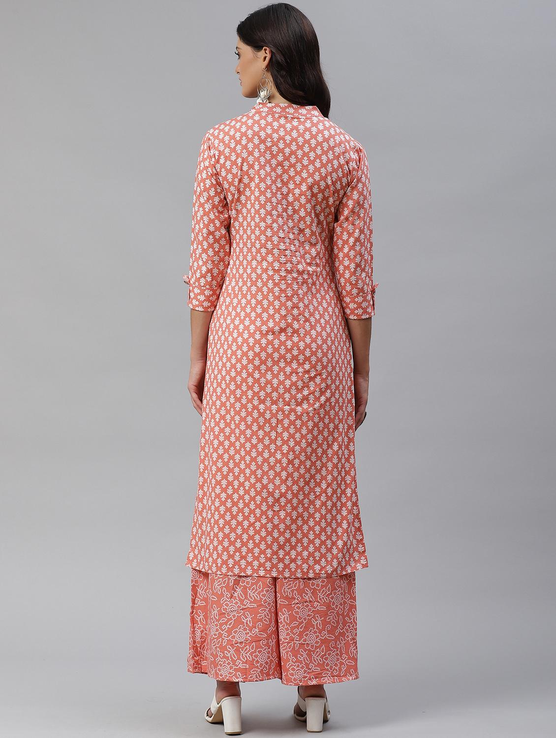 bandhani printed kurta palazzo set - 18445394 - Zoom Image - 2