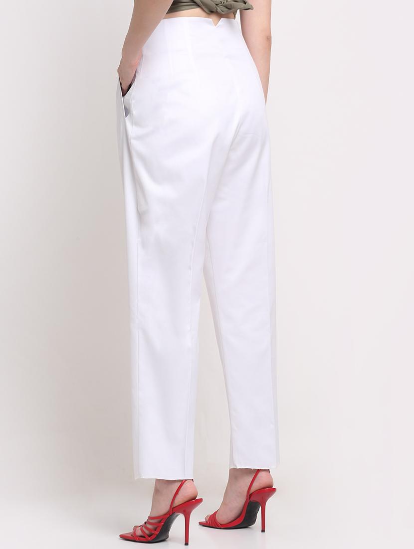 women solid pleated cigarette pants - 18447040 - Standard Image - 2