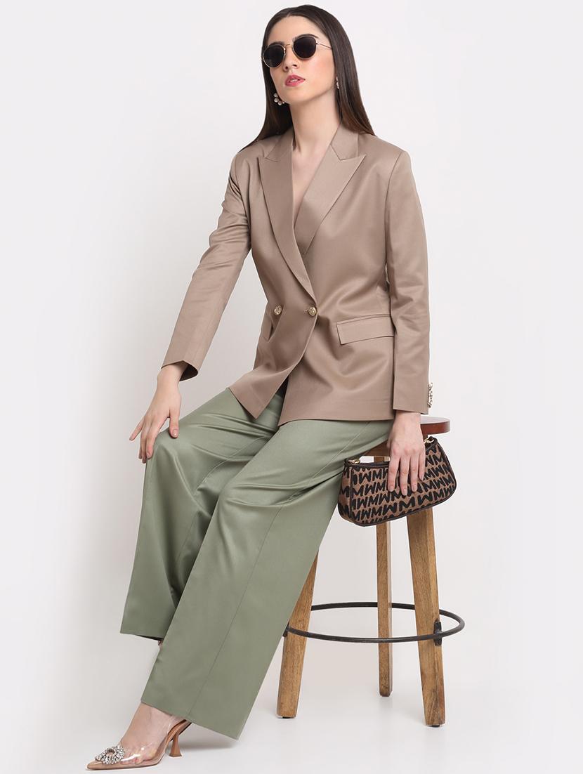 women solid pleated wide leg trouser - 18447049 - Standard Image - 3