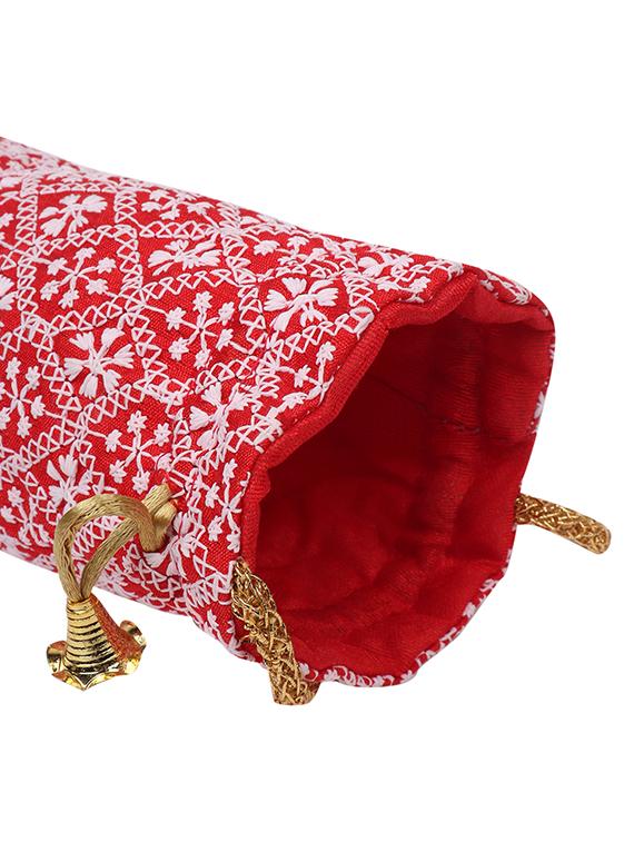 red embroidered potli - 18457689 - Standard Image - 2