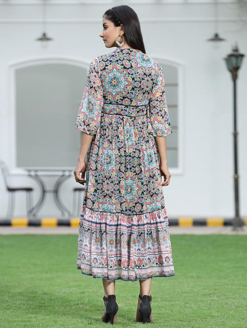 printed tiered ethnic dress - 18465707 - Standard Image - 4