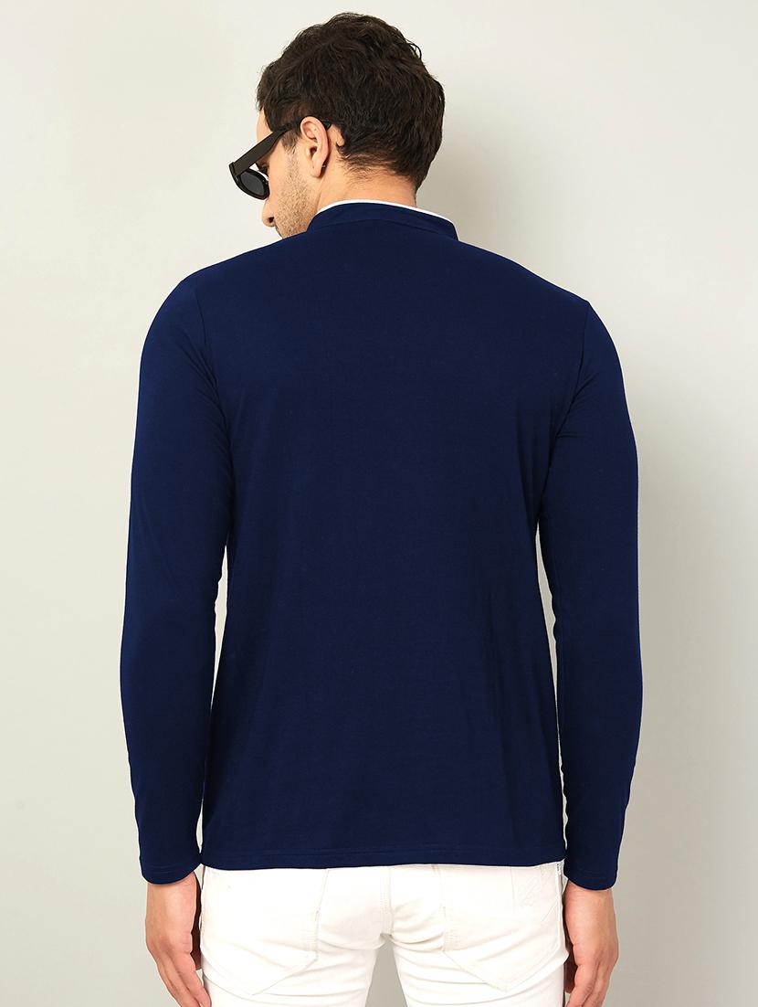 navy blue solid casual t-shirt - 18507472 - Standard Image - 2
