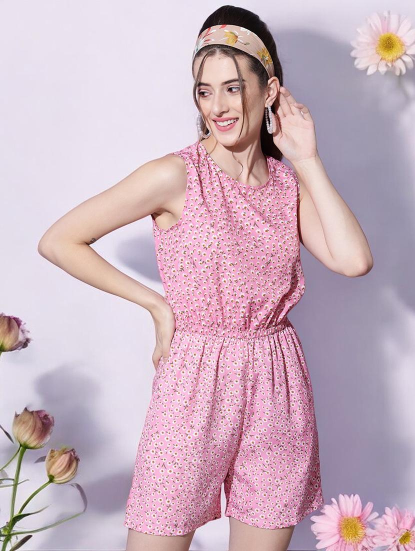 round neck floral romper jumpsuit - 18528995 - Zoom Image - 2