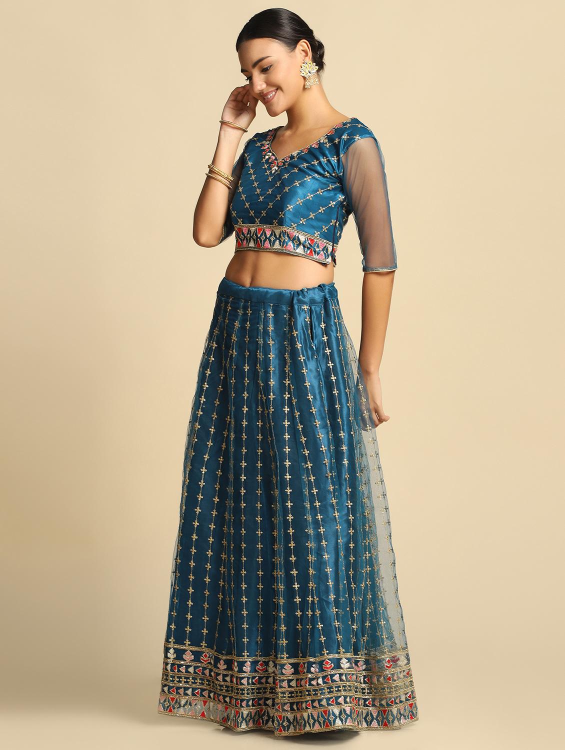 embroidered semi-stitched lehenga choli with dupatta - 18531616 - Zoom Image - 2