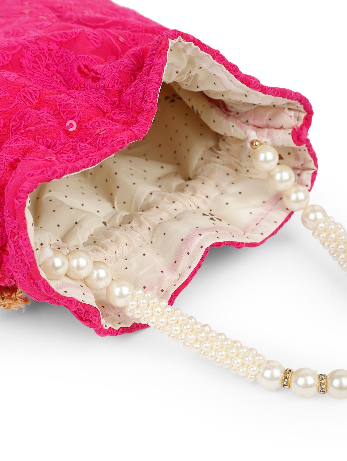 pink embroidered regular potli - 18536349 - Zoom Image - 2