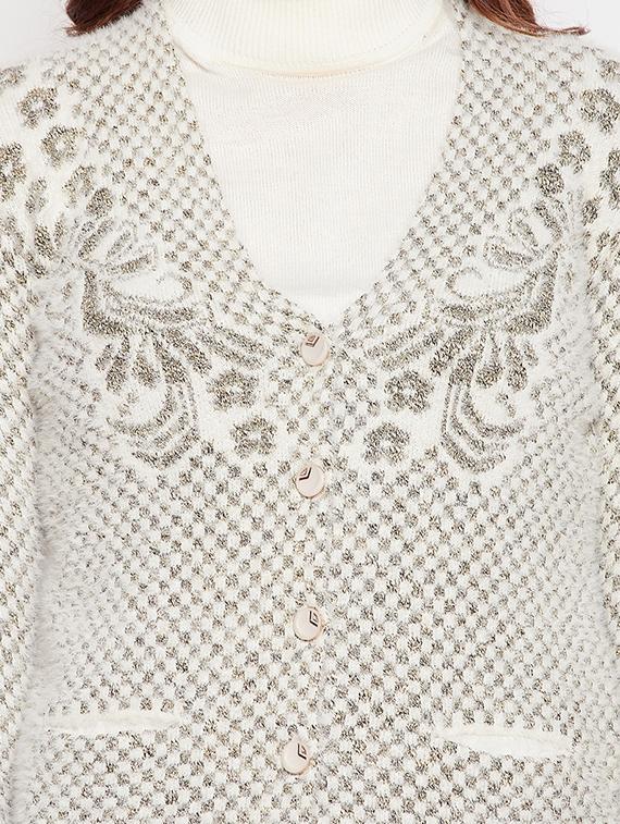 v neck self design woolen cardigan - 18539472 - Standard Image - 4