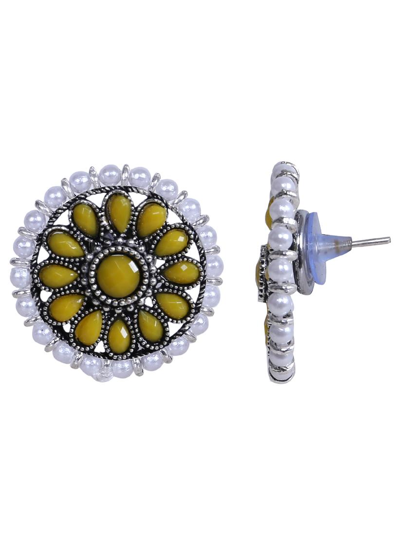 multi colored silver plated studs earring - 18570348 - Standard Image - 3