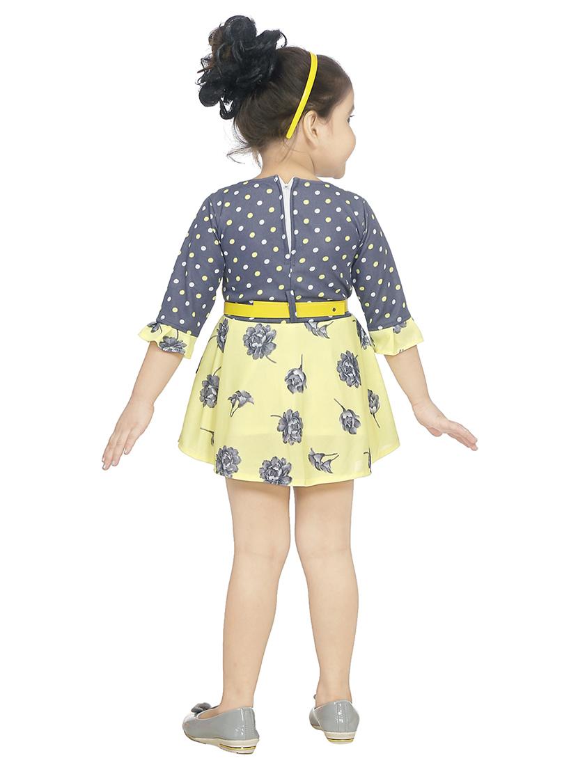 girls round neck three quarter sleeves frock - 18591907 - Standard Image - 2