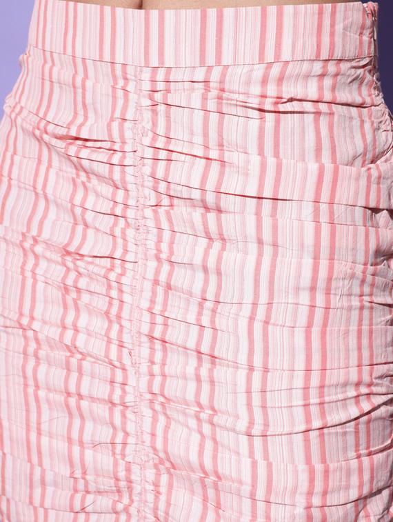 high rise ruched striped skirt - 18594794 - Zoom Image - 4