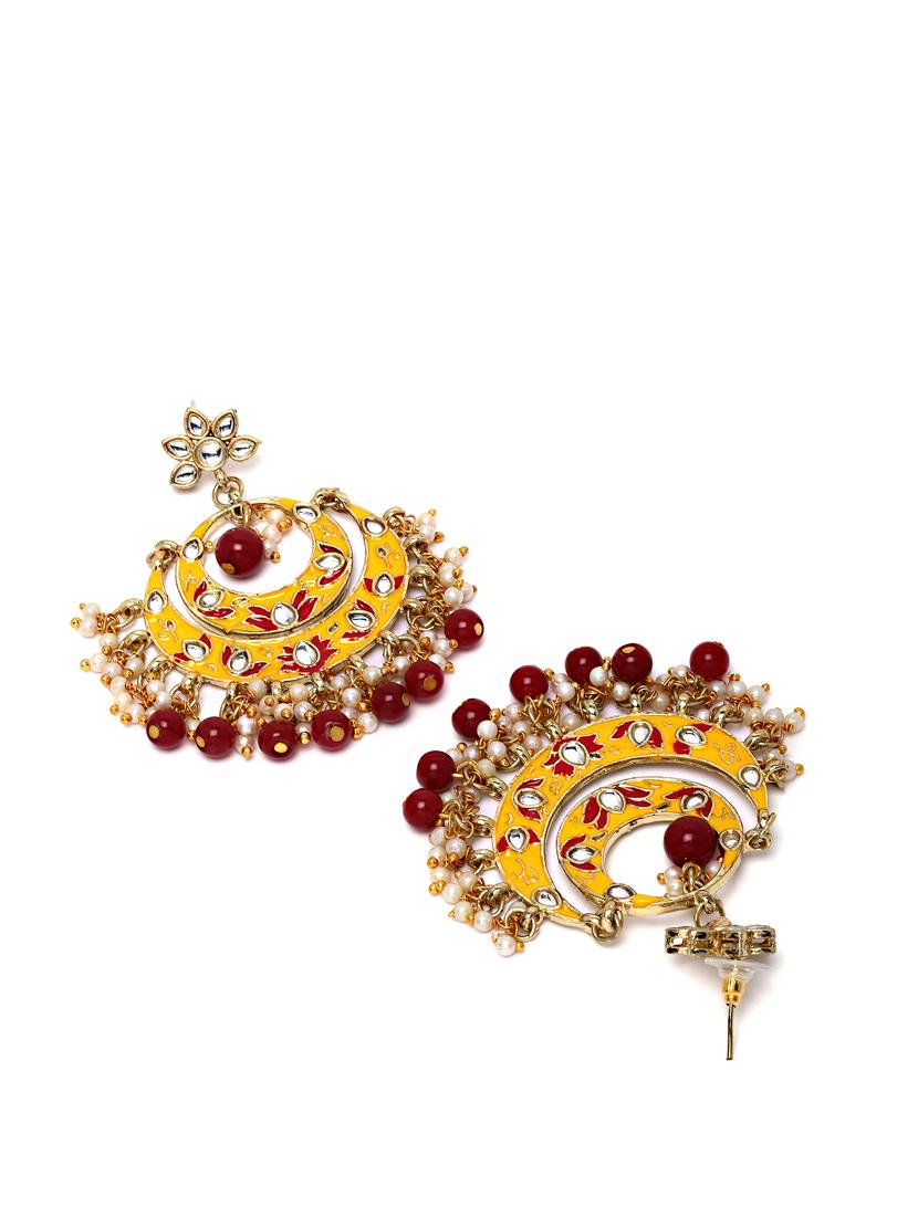 gold plated chandbali earring - 18633141 - Standard Image - 2