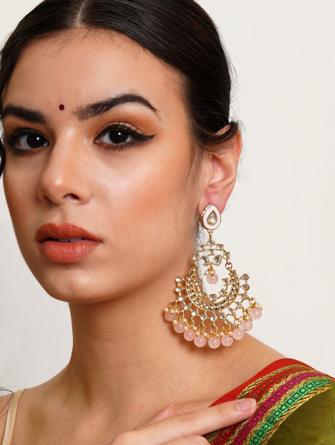 gold plated chandbali earring - 18633226 - Standard Image - 3
