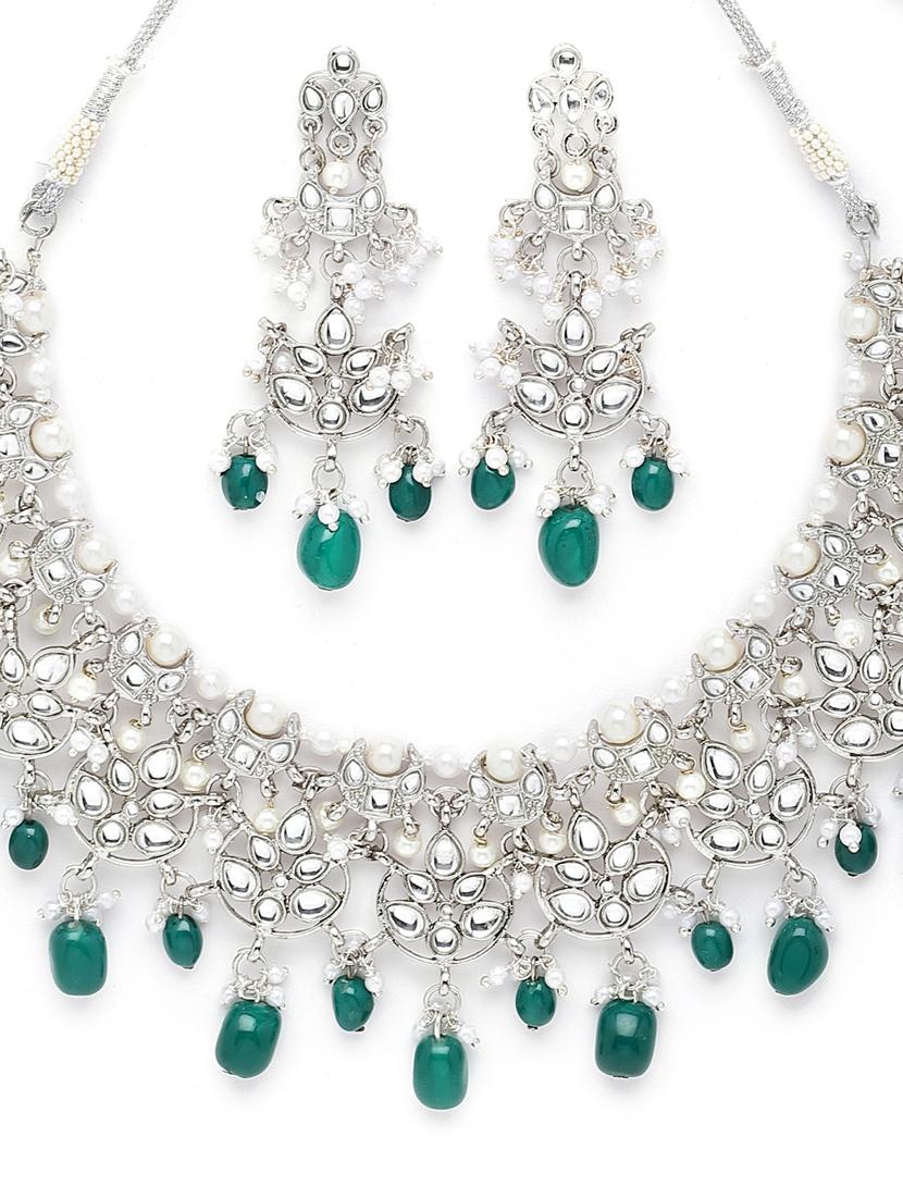 silver plated necklaces and earring set - 18636051 - Standard Image - 3