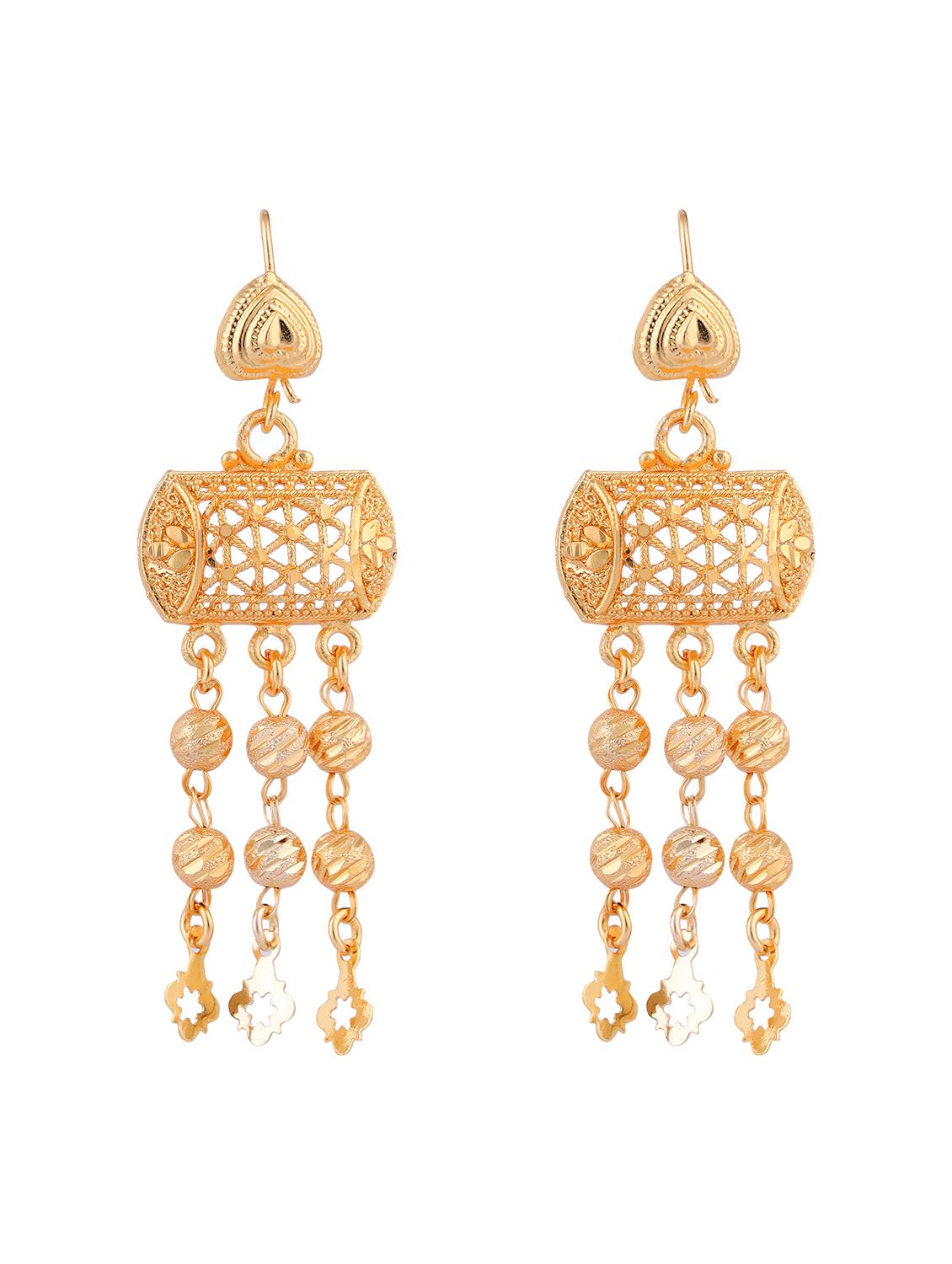 traditional high gold plated layered necklace earring set - 18640319 - Standard Image - 2