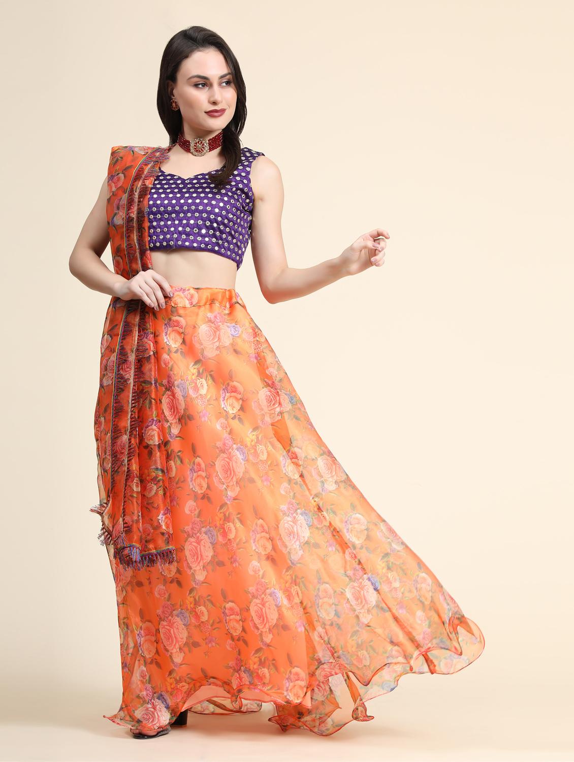 floral printed lehenga choli with dupatta - 18651038 - Standard Image - 2