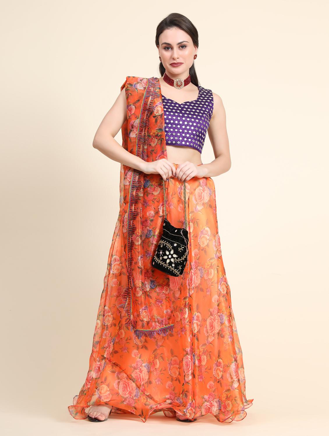 floral printed lehenga choli with dupatta - 18651038 - Standard Image - 4