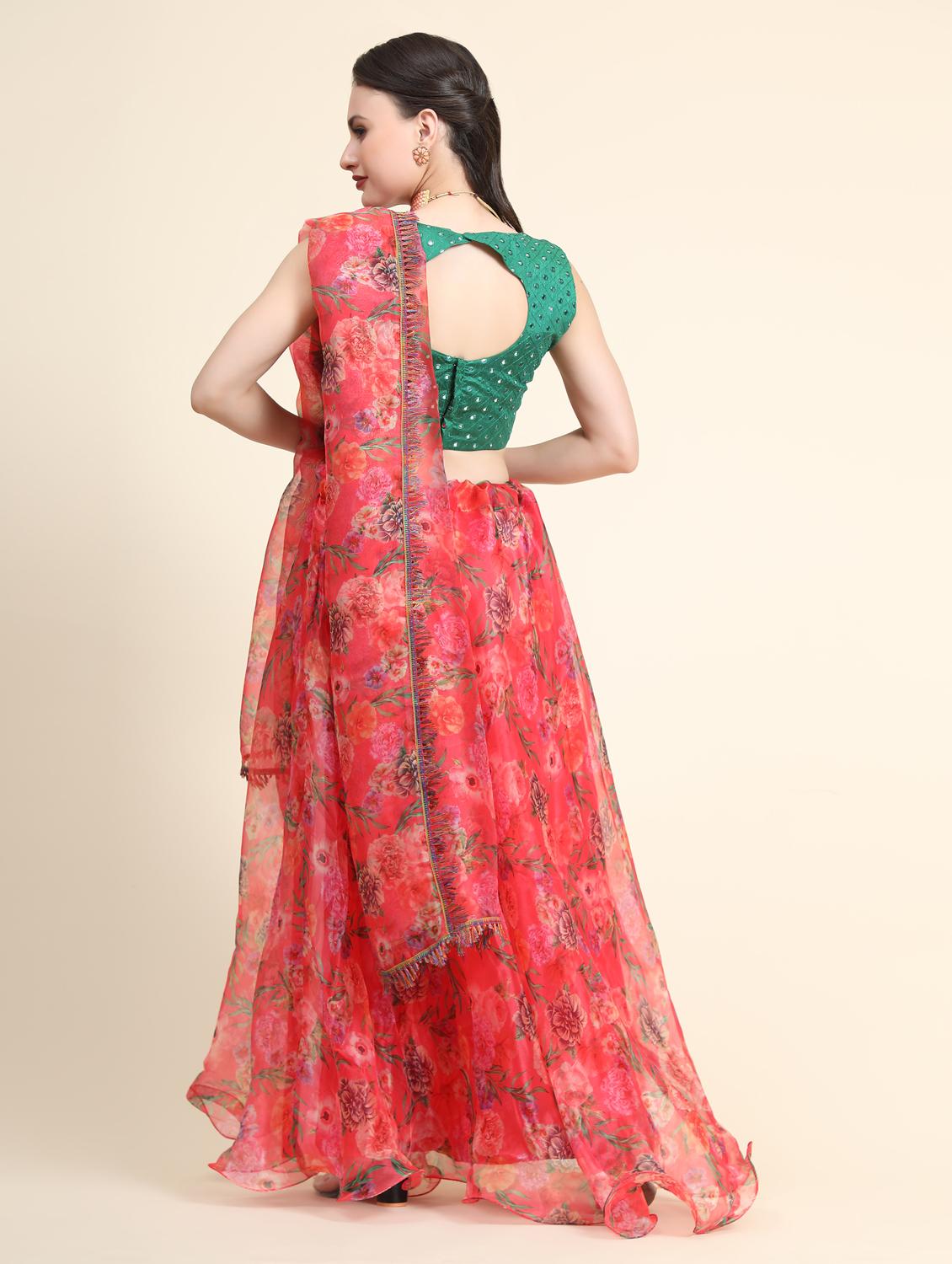 floral printed lehenga with dupatta - 18651040 - Standard Image - 3