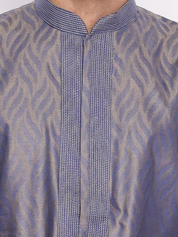 blue cotton long kurta - 18677935 - Zoom Image - 3
