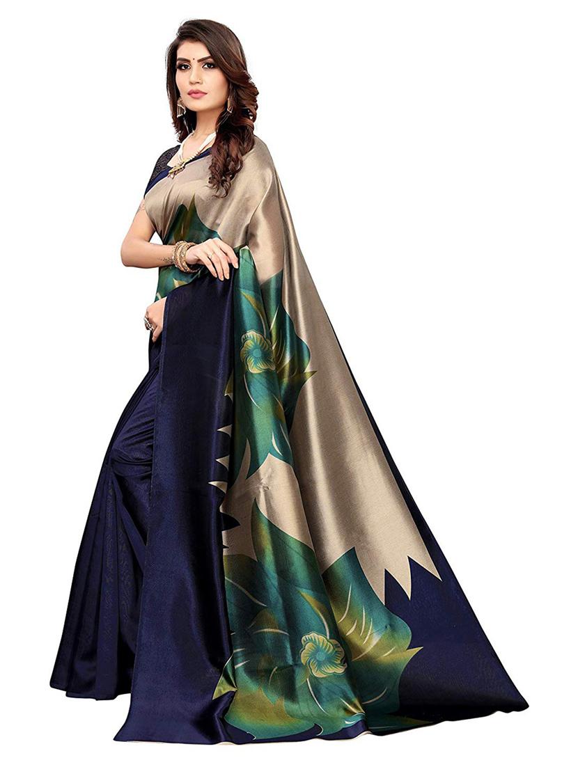 women's floral navy blue colored saree - 18696581 - Standard Image - 2