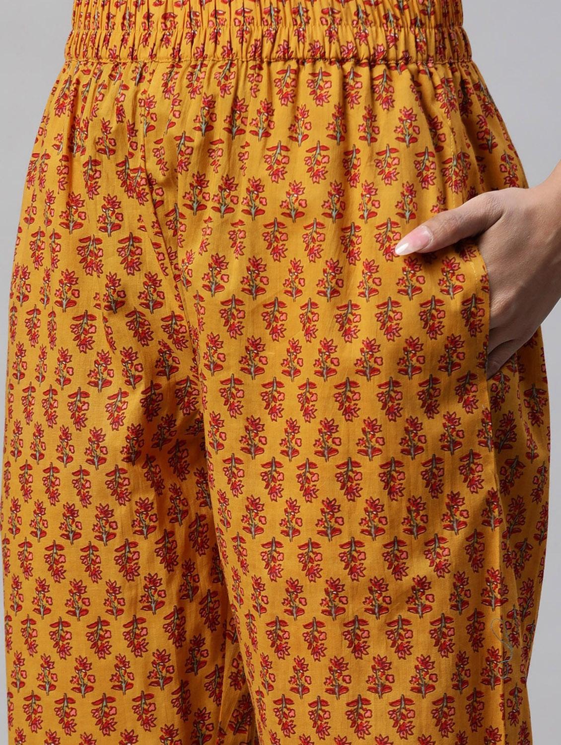 mustard floral printed suit set - 18739068 - Standard Image - 4