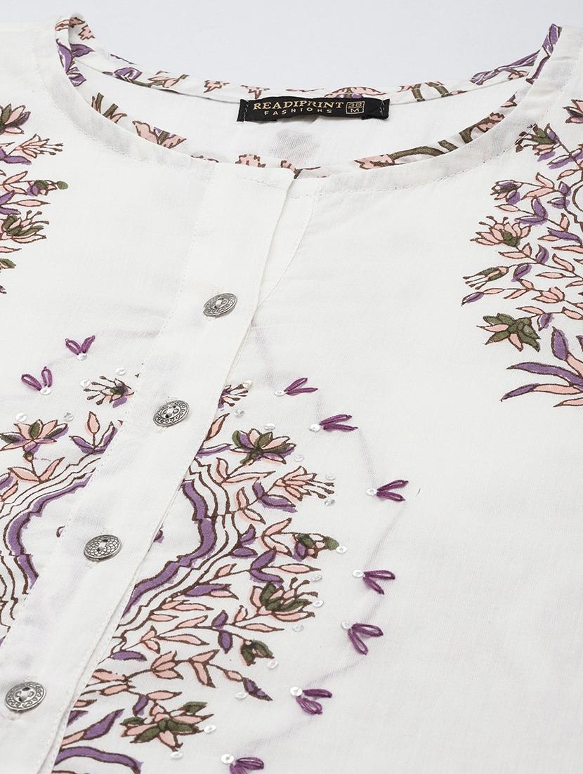 women white printed kurta pant set - 18847897 - Standard Image - 5