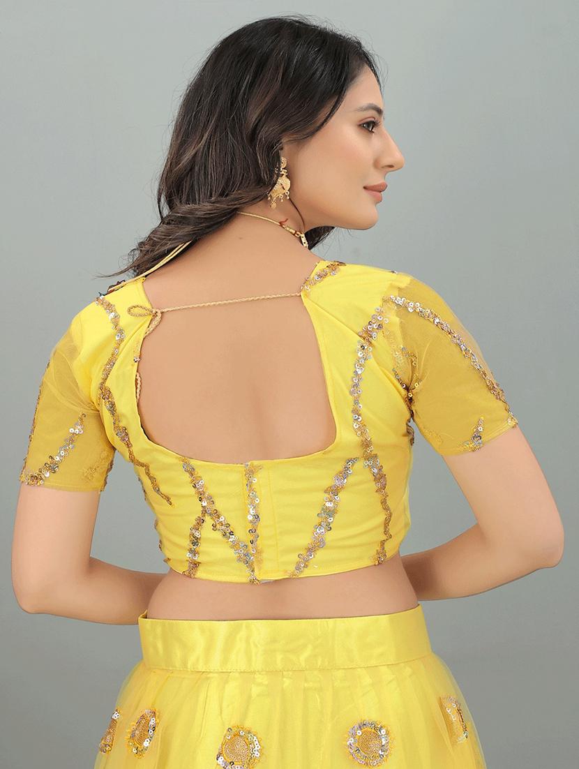 yellow net flared lehenga - 18865775 - Standard Image - 4