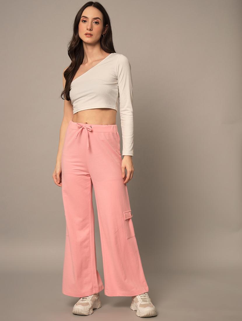 pink cotton wide leg track pant - 18875290 - Standard Image - 4