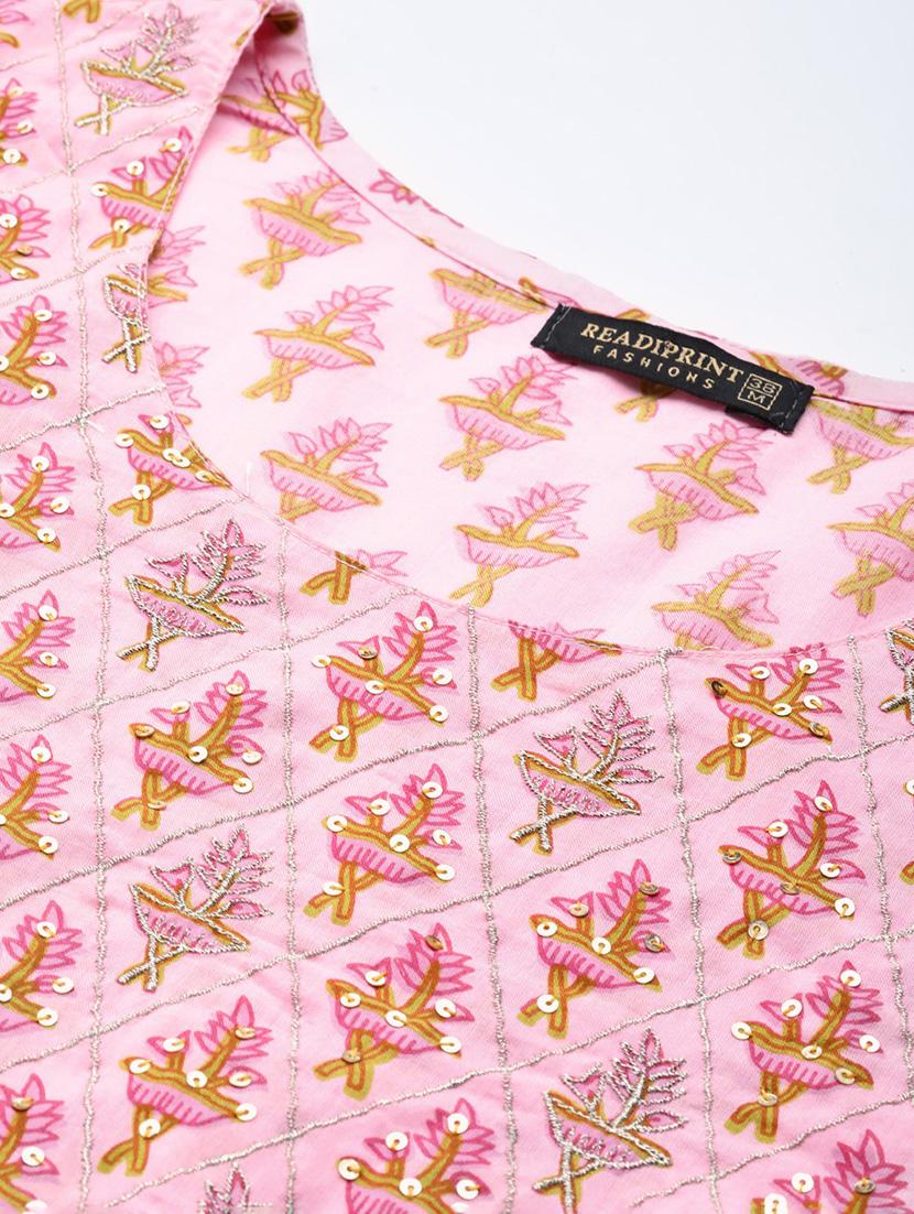 pink printed three quarter sleeve kurta pant set - 18875347 - Standard Image - 4