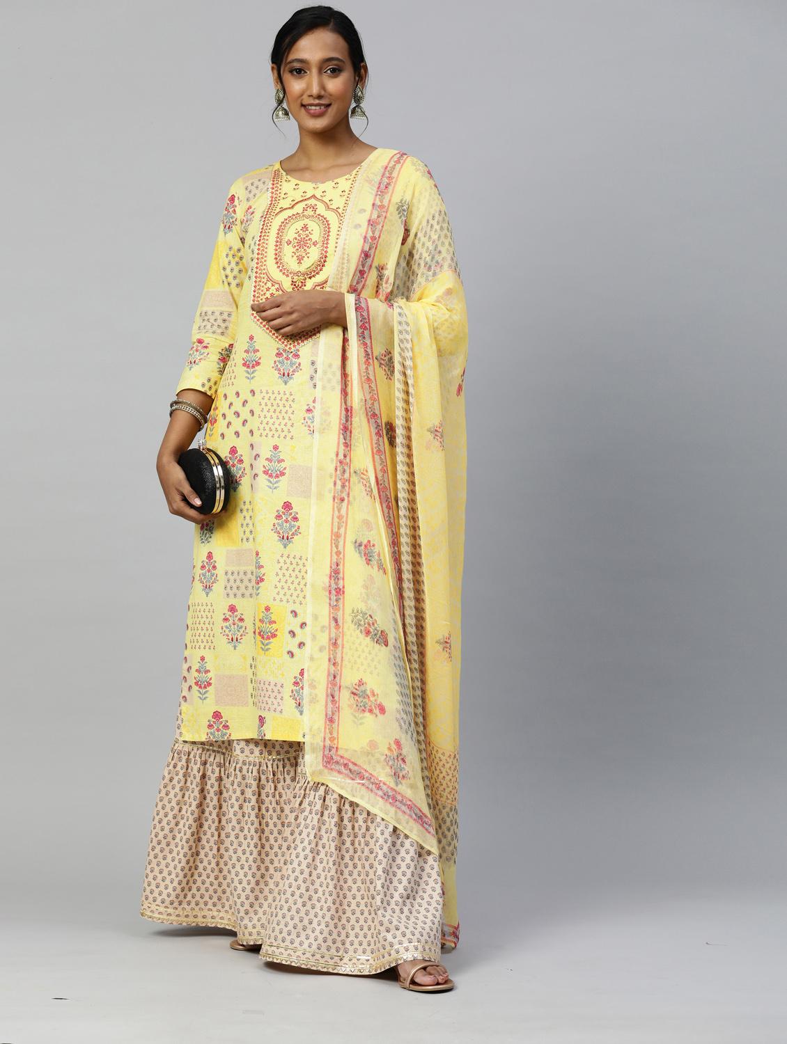 embroidered suit set with dupatta - 18875471 - Zoom Image - 3