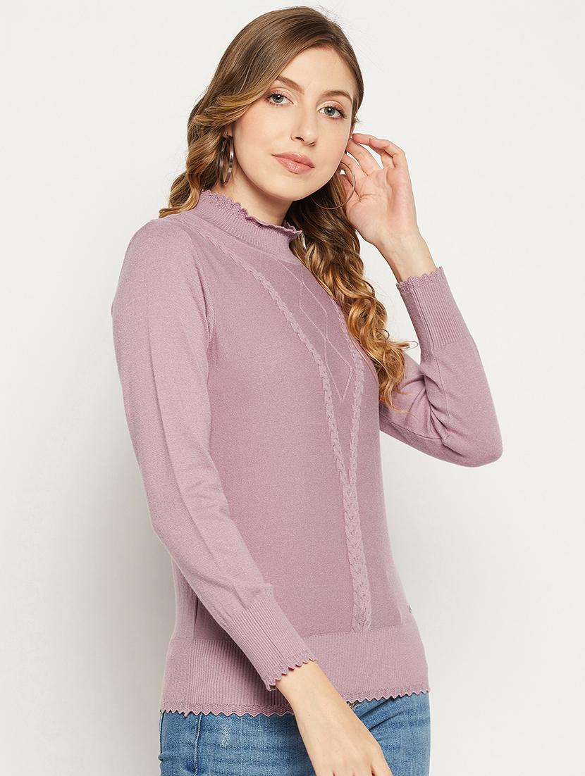 women long sleeves self design pullover - 18881382 - Zoom Image - 2
