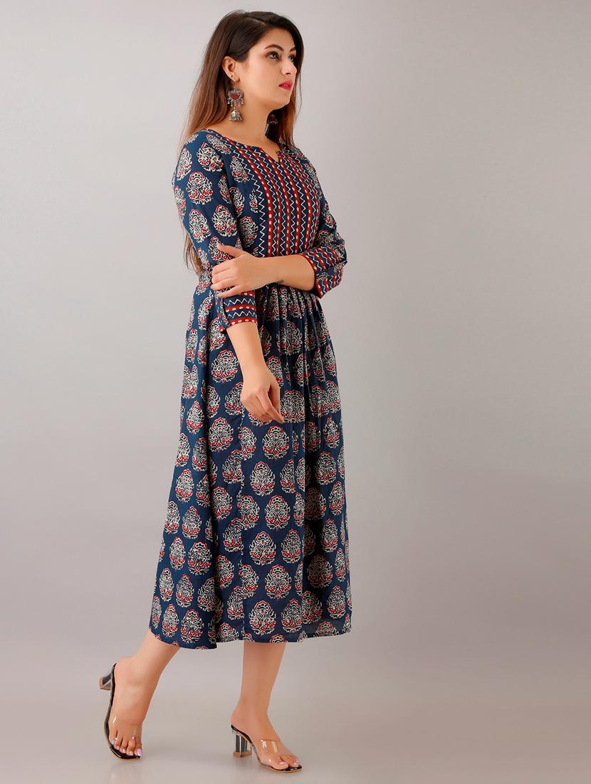women's fit & flare block print dress - 18968495 - Standard Image - 2