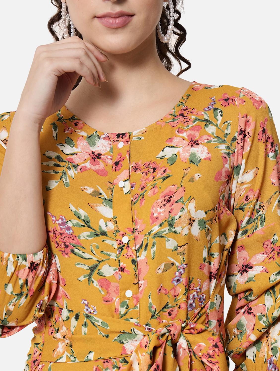 women's belted floral dress - 19082723 - Zoom Image - 4