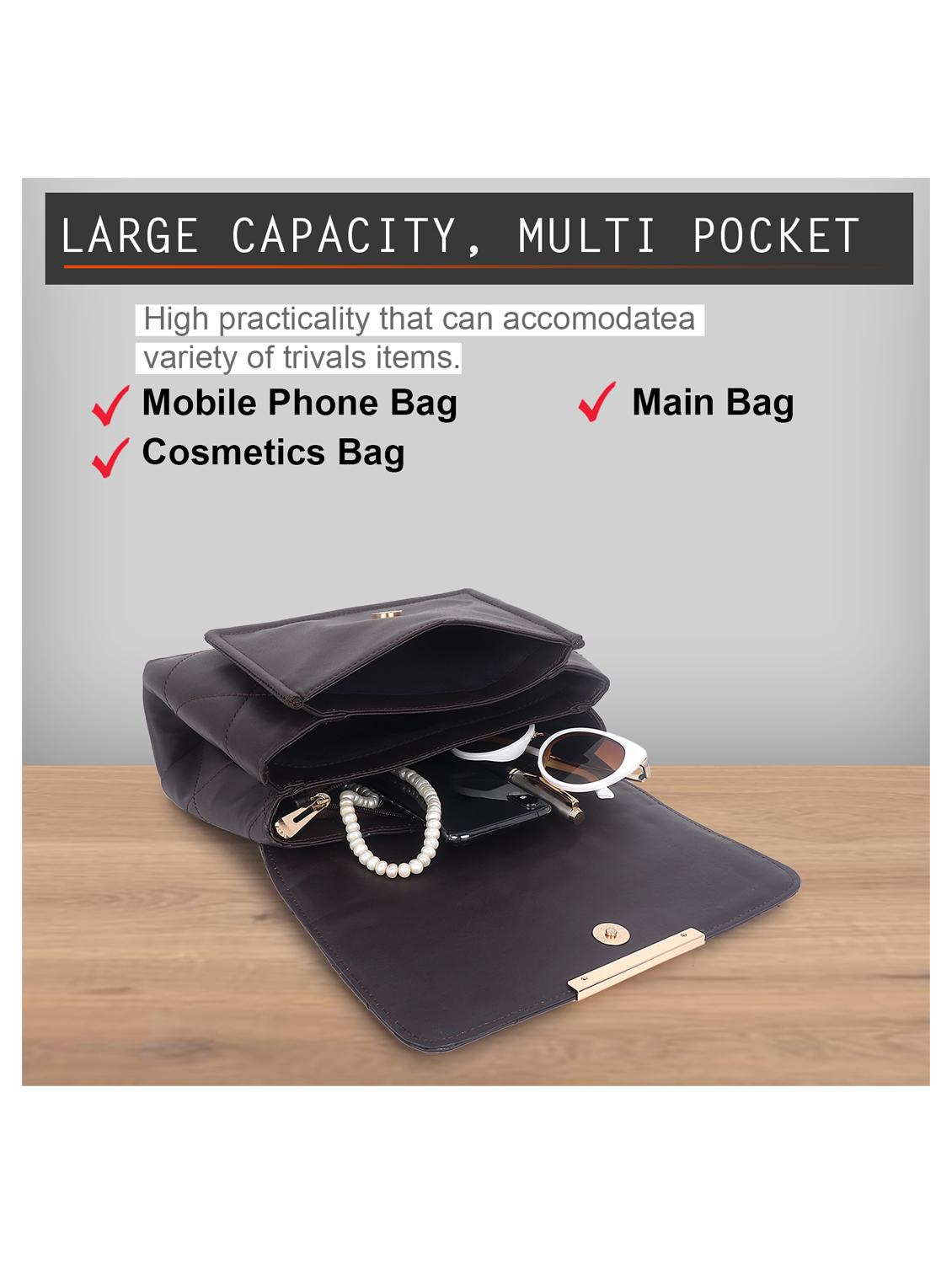 brown leatherette (pu) sling bag - 19086536 - Zoom Image - 2