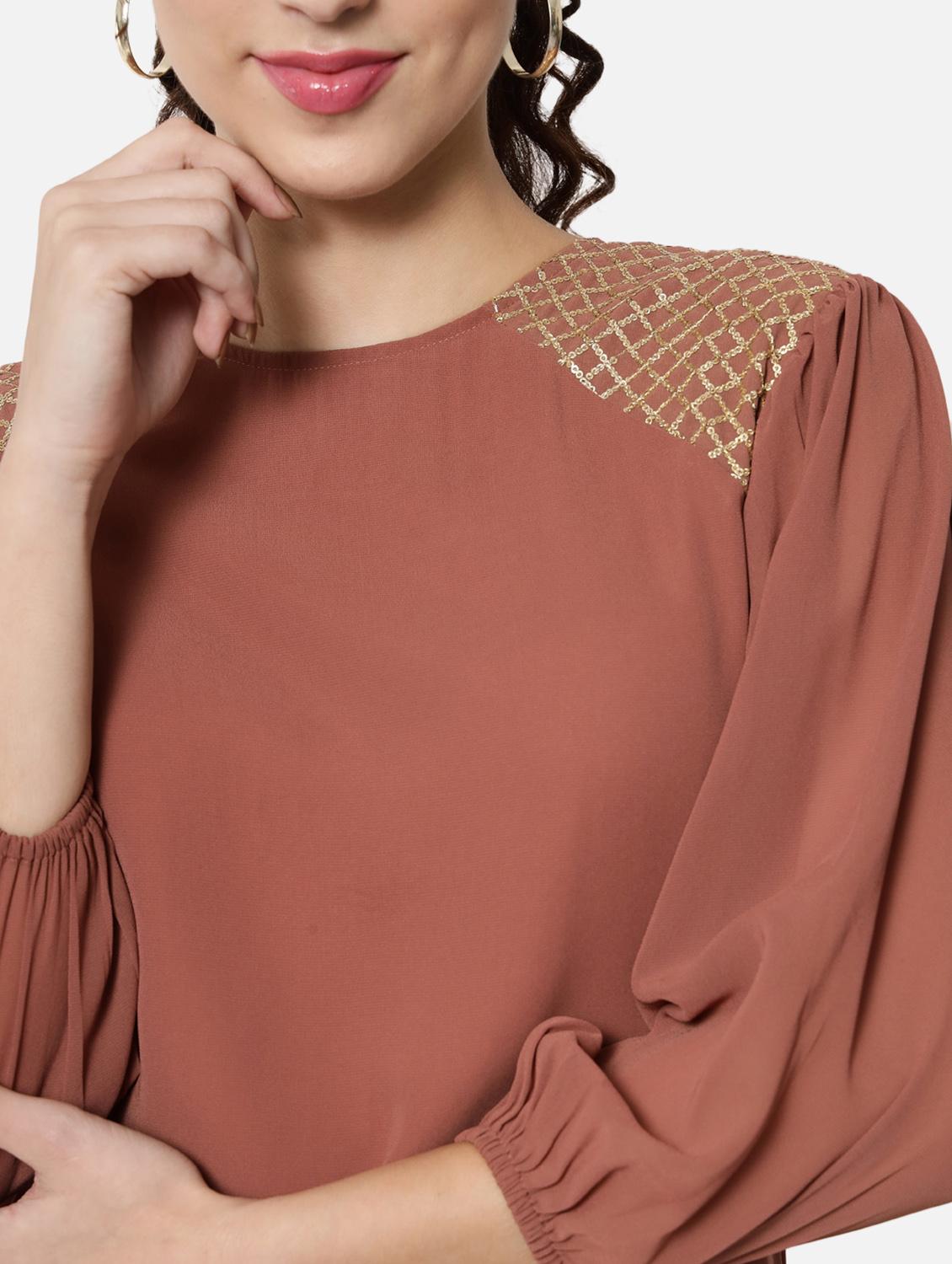 women's straight round neck top - 19086780 - Zoom Image - 5