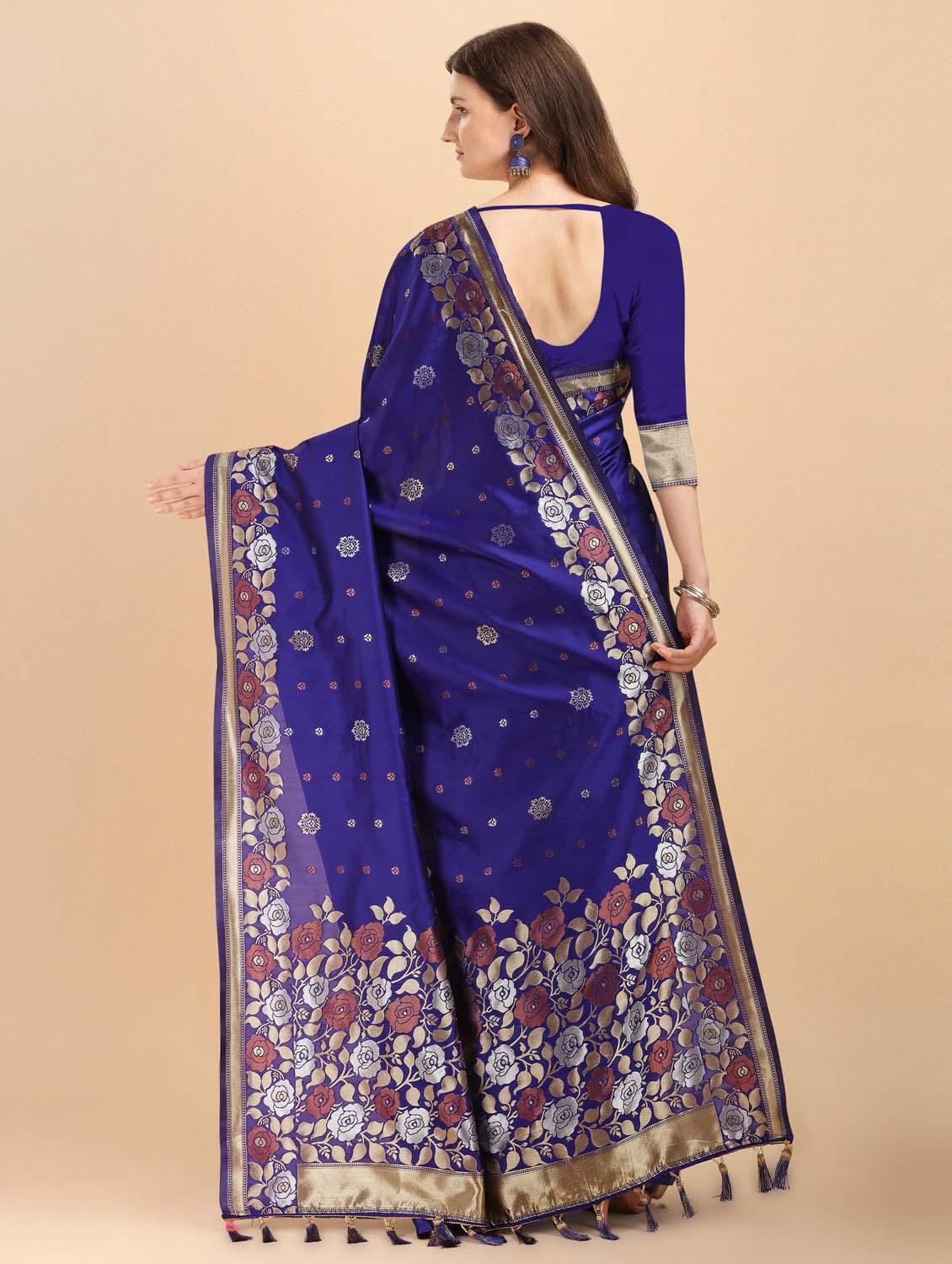 women's self design blue colored saree - 19110195 - Standard Image - 2