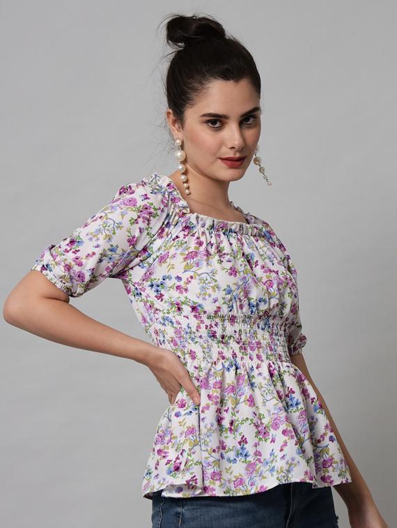 women's peplum square neck top - 19124233 - Standard Image - 2