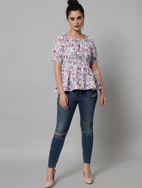 women's peplum square neck top - 19124233 - Standard Image - 4