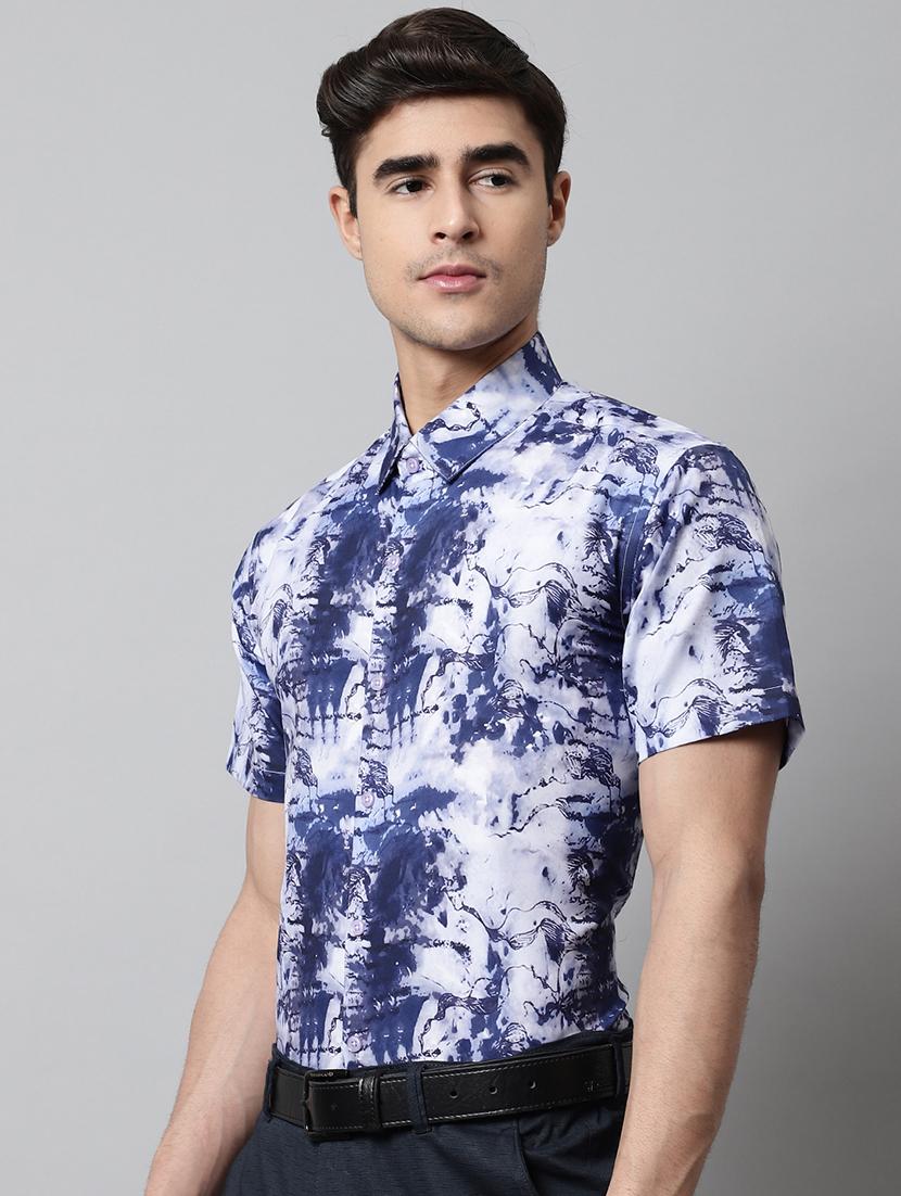 mens printed formal shirt - 19144597 - Standard Image - 2