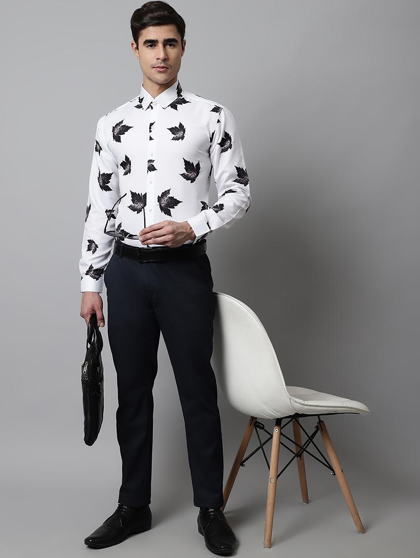 mens leaf print formal shirt - 19144623 - Standard Image - 3
