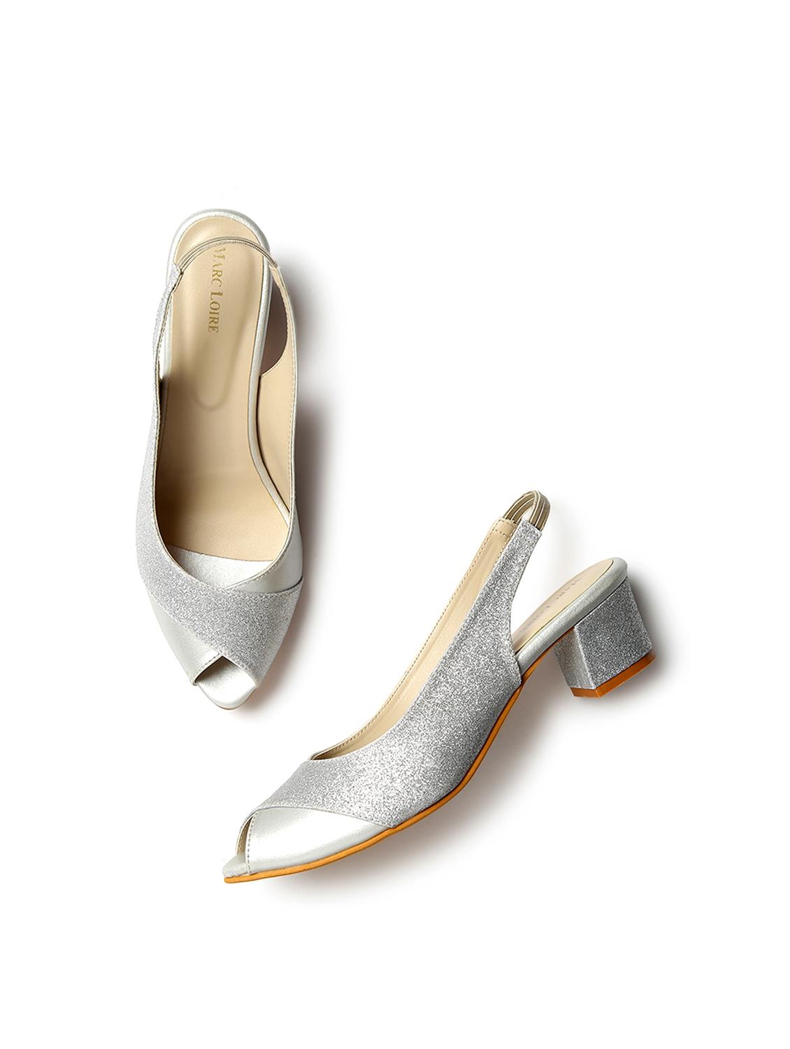 silver synthetic back strap sandals - 19163599 - Zoom Image - 3