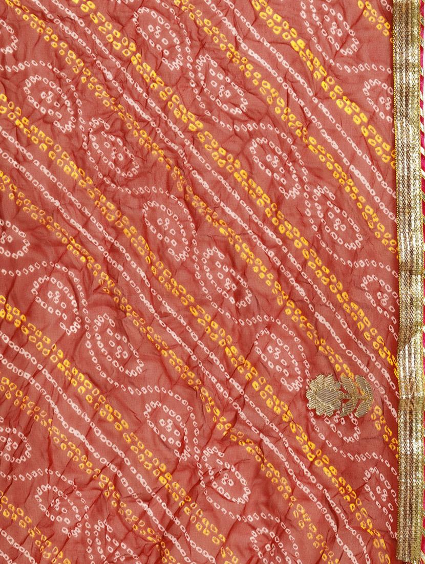 women bandhani printed bordered saree with blouse - 19179067 - Standard Image - 5