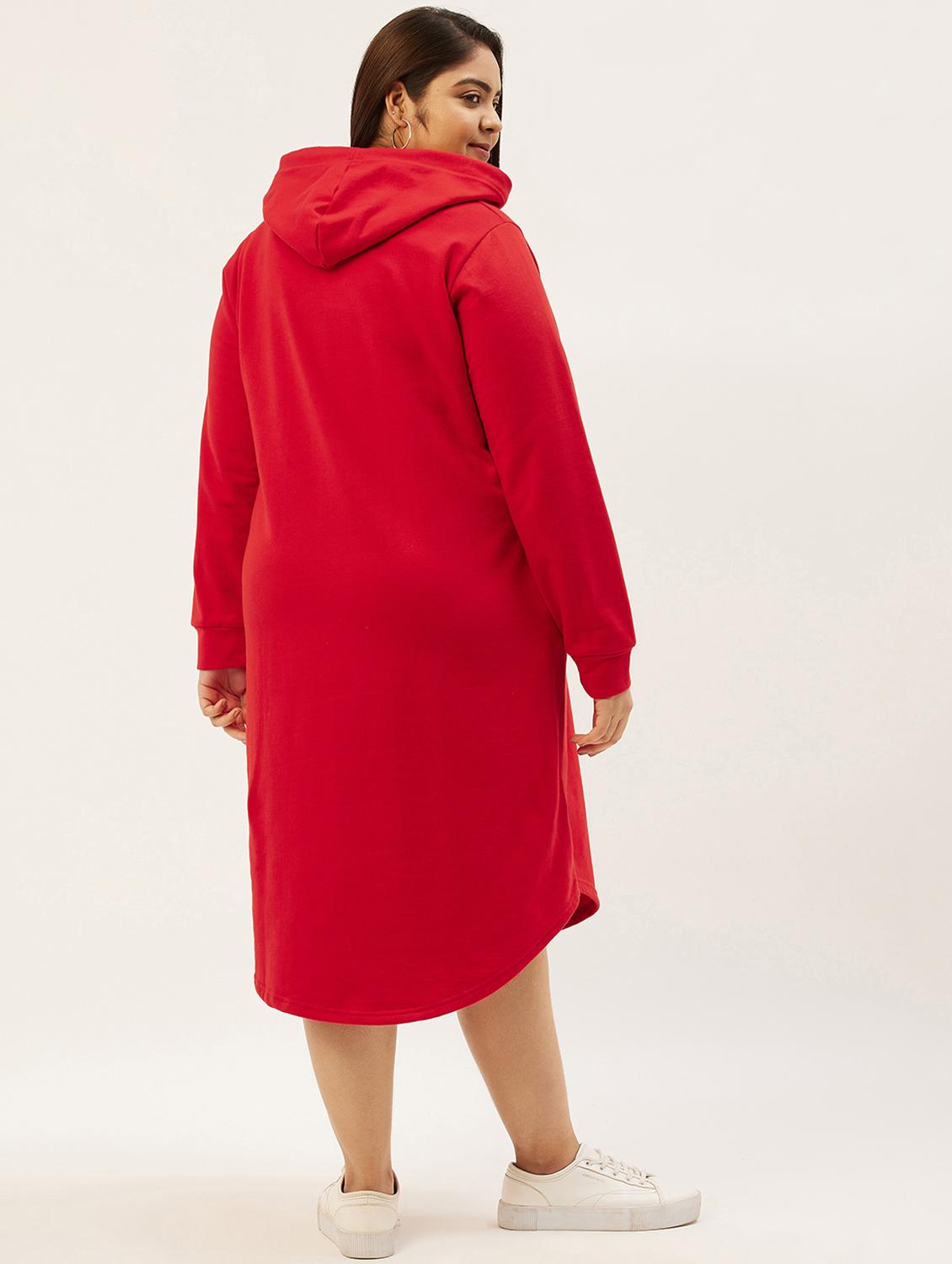 red solid hooded dress - 19180703 - Zoom Image - 3