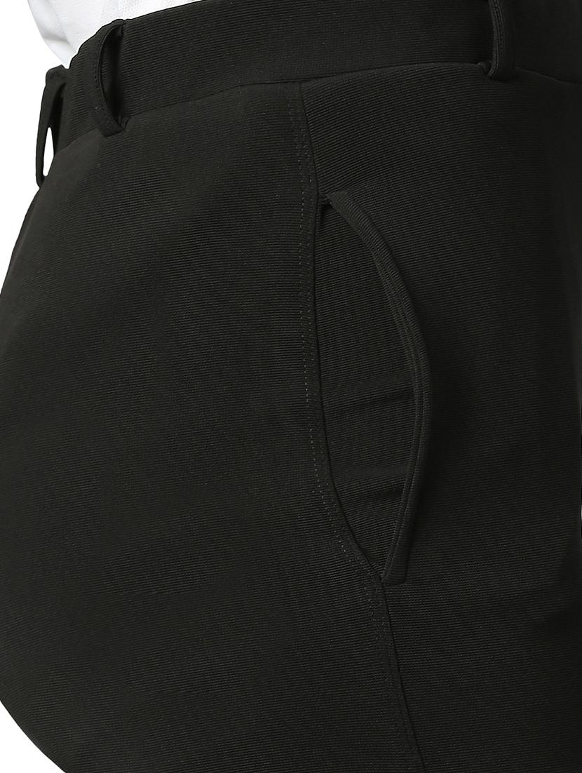 black solid flat front trousers - 19286508 - Standard Image - 4