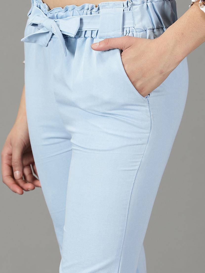 blue solid denim trousers - 19295293 - Zoom Image - 5