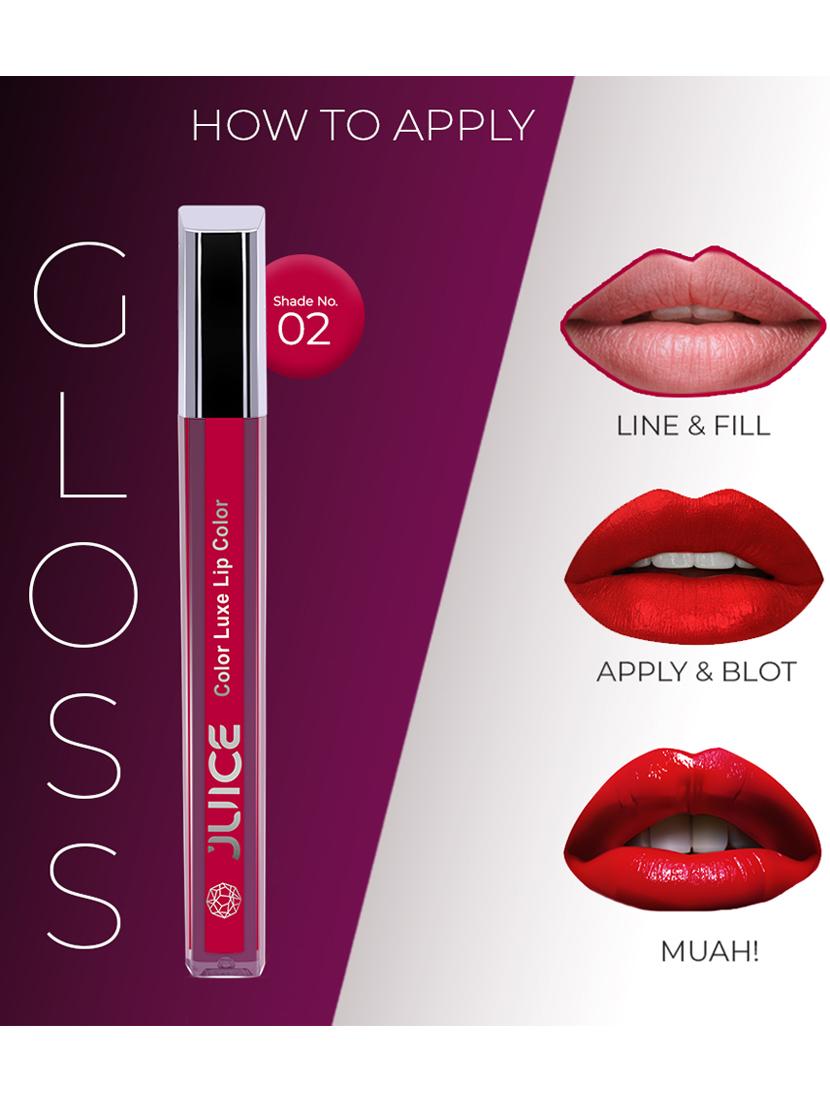 juice | gloss color luxe lip color | hd shine with goodness of bio retinol, moisturising lock technology, spf 15 (warm red g02) - 19313382 - Zoom Image - 2