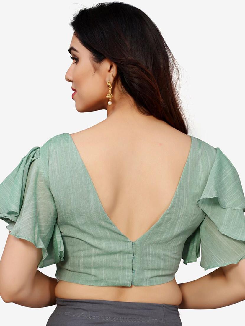 green silk regular blouse - 19335139 - Standard Image - 2