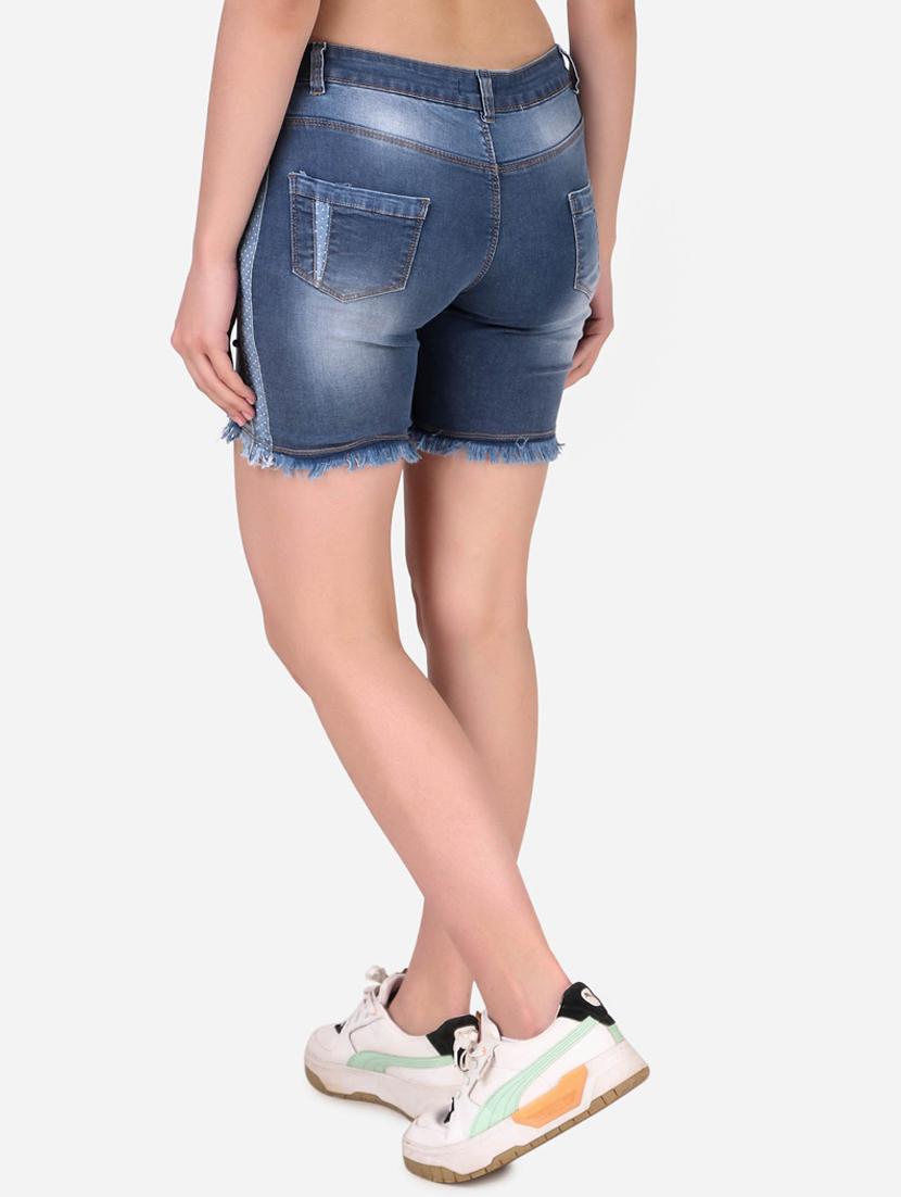 women mid rise denim shorts - 19336971 - Zoom Image - 2